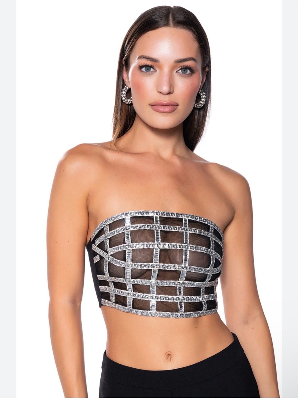 PREMIER RHINESTONE MESH PANEL BUSTIER